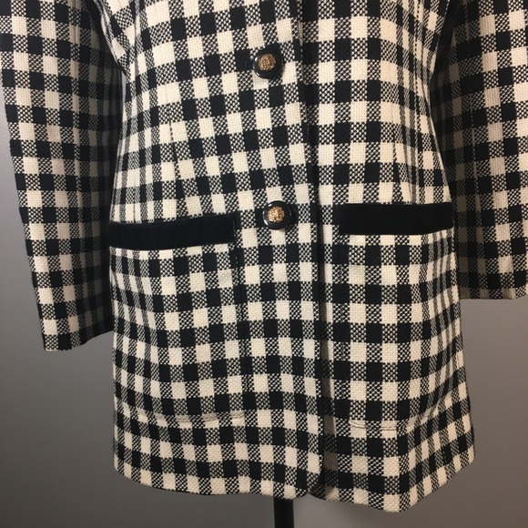 Vintage Union Made Liz Claiborne Wool Black & White Plaid Blazer Jacket Size 10 - Picture 4 of 16
